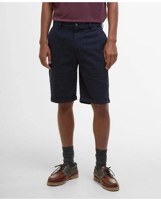 Barbour Blue Washed Twill Chino Shorts for men