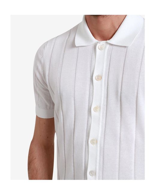 Gran Sasso White Button-Down Knit Shirt for men