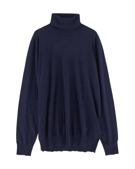 Tod's Blue Turtleneck Knitted Jumper for men