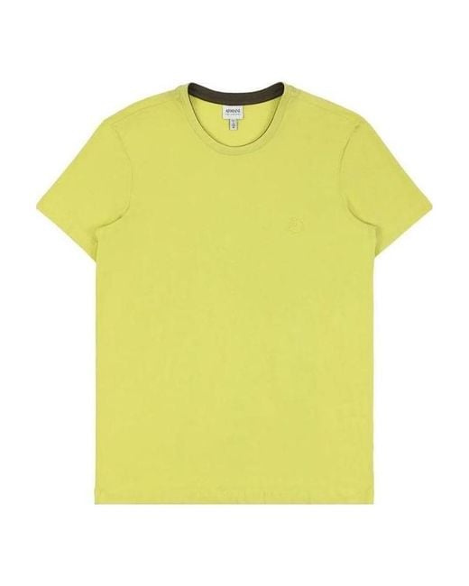 Armani Collezioni Yellow Round-Necked Logo T-Shirt for men