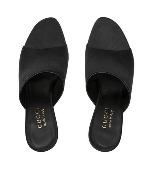 Gucci Black High Heel Slide Sandals