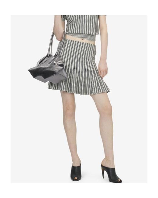 McQueen Gray Graphic Knit Mini Skirt