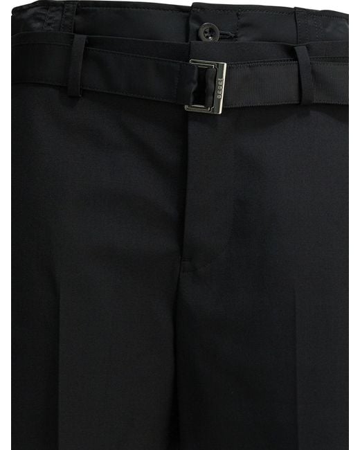 Sacai Black Buckle Detailed Shorts