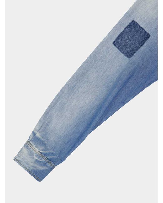 Givenchy Blue Patchwork Denim Shirt for men