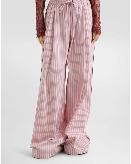 Dolce & Gabbana Pink Striped Drawstring Trousers