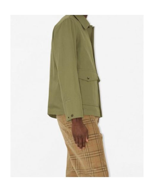 Burberry Green Fox Logo Embroidered Press-Stud Jacket for men
