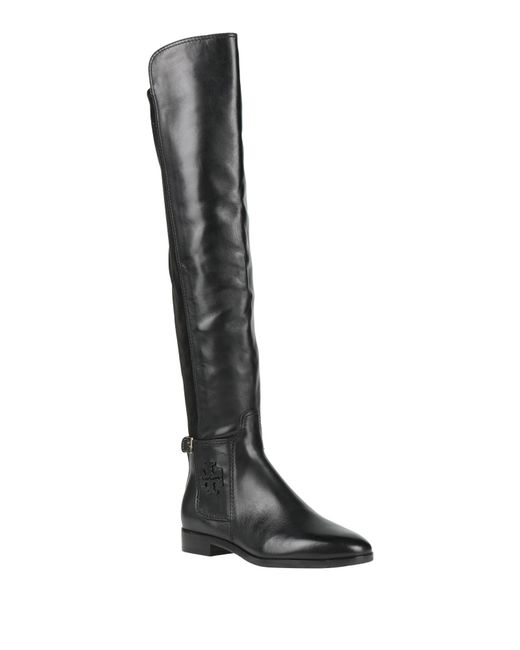Tory Burch Black Solid Color Round Toe Long Boots