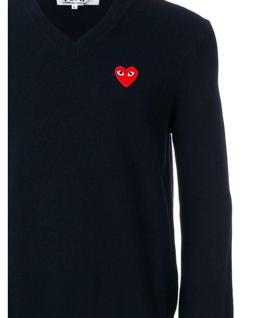 COMME DES GARÇONS PLAY Black Sewn V-Neck Pullover for men
