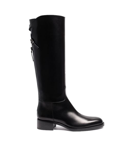 Sartore Black Round-Toe Tall Boots