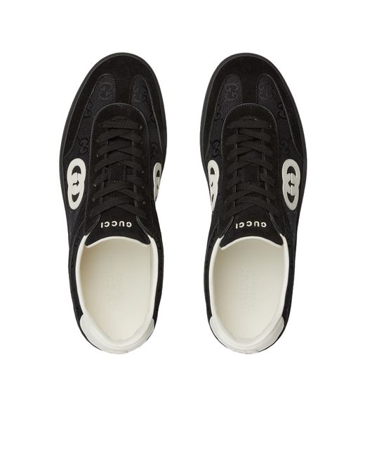Gucci Black Apos;S G75 Canvas And Suede T-Toe Low-Top Sneakers for men