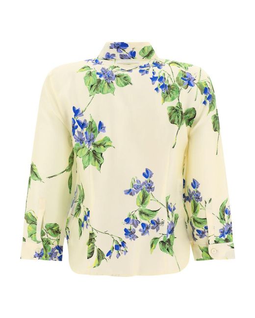 Prada Metallic Floral-Printed Button-Up Shirt