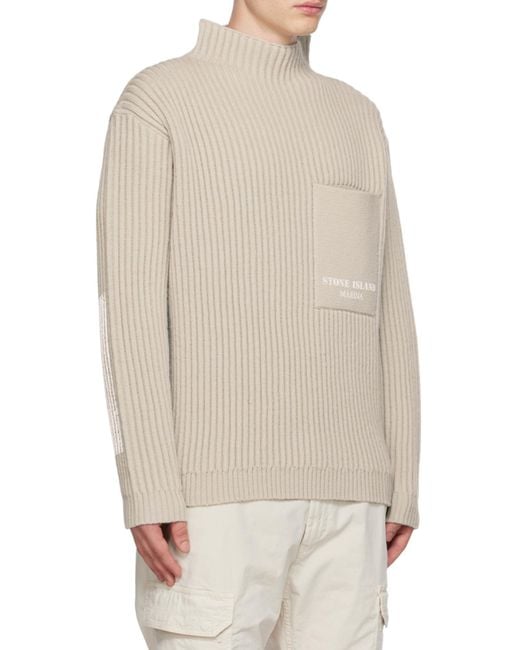 Stone Island Gray High-Neck Knitted Jumper for men