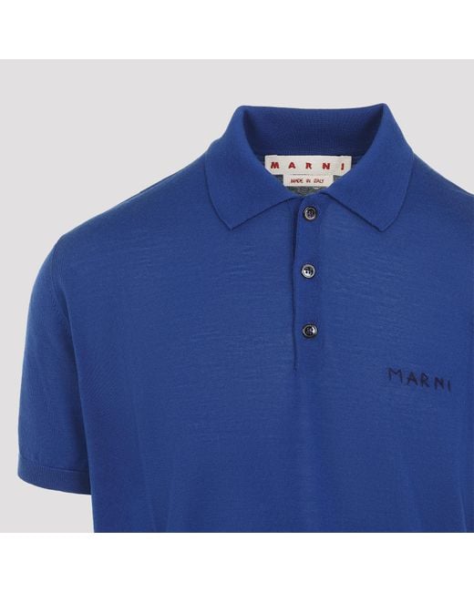 Marni Blue Virgin Wool Polo for men