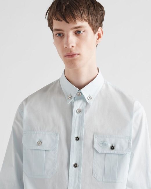 Prada Blue Long-Sleeved Button-Up Shirt for men