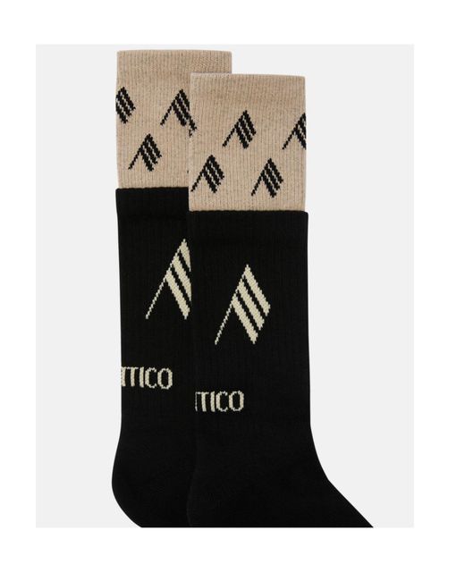 The Attico Black The Layered Logo Socks