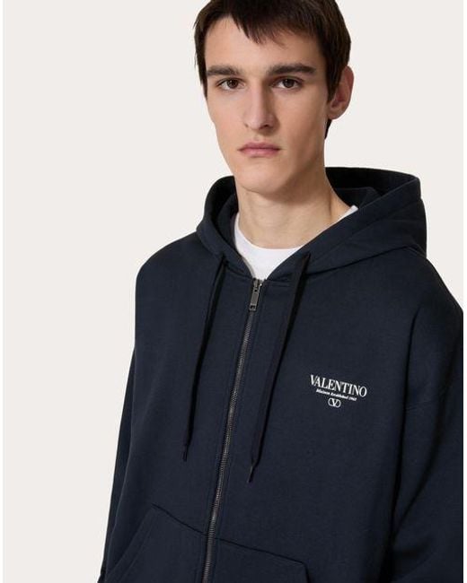 Valentino Blue Drawstring Zip-Up Jacket for men