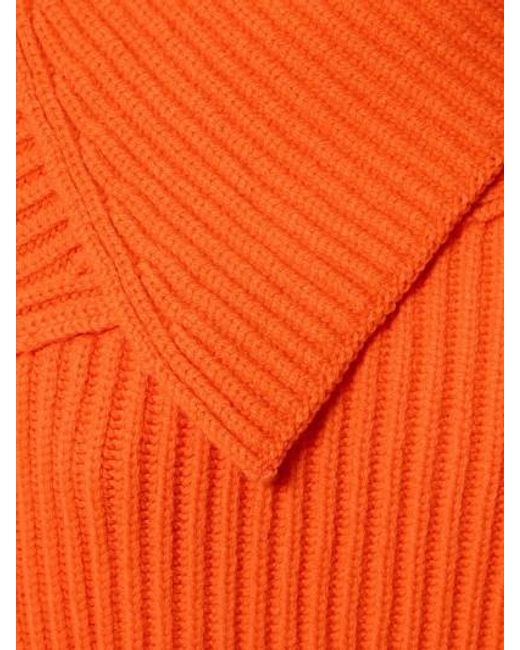 Jil Sander Orange Long-Sleeved Rib Sweater