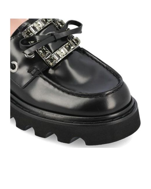 Roger Vivier Black Embellished Bow Detailed Flat Shoes
