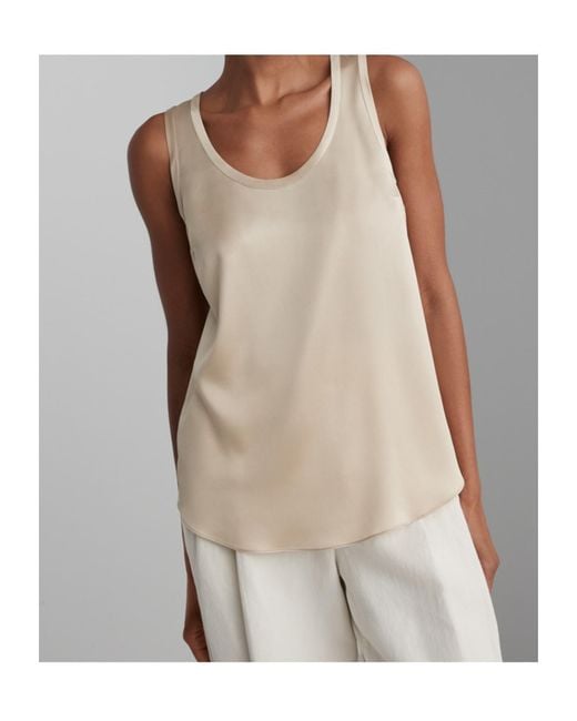 Brunello Cucinelli Natural Round-Neck Silk Top
