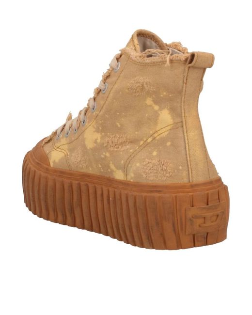 DIESEL Brown Two-Color High-Top Canvas Shoes