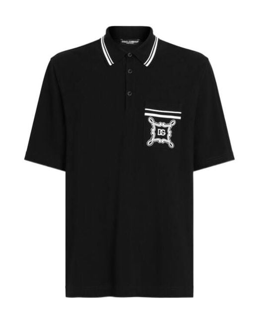 Dolce & Gabbana Black Short-Sleeved Polo Shirt for men