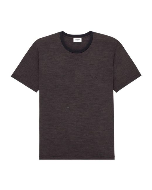 Saint Laurent Black Cassandre Striped T-Shirt for men