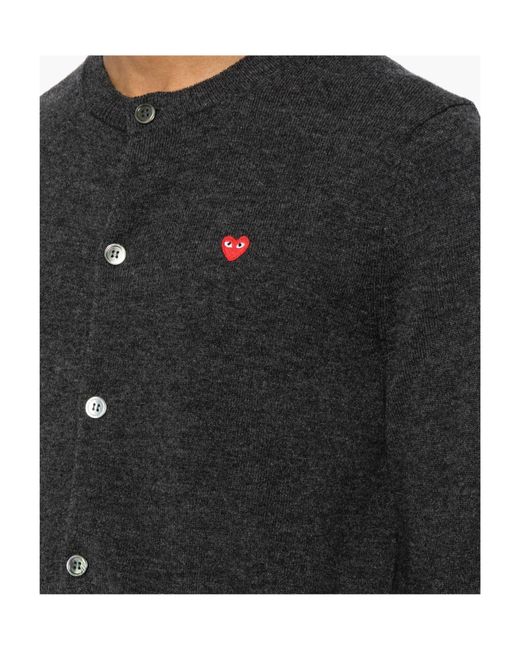 COMME DES GARÇONS PLAY Black Long-Sleeved Knitted Cardigan for men