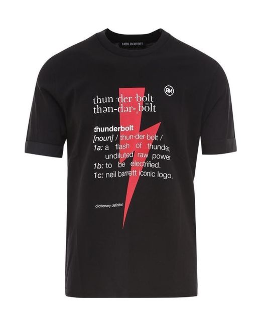 Neil Barrett Black Round Collar Logo T-Shirt for men