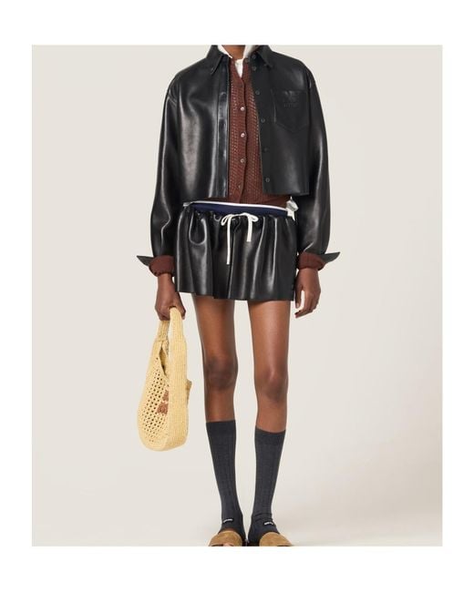 Miu Miu Black Plongé Nappa Leather Shirt
