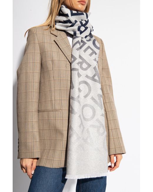Ferragamo White Ferragamo Allover Logo Jacquard Scarf