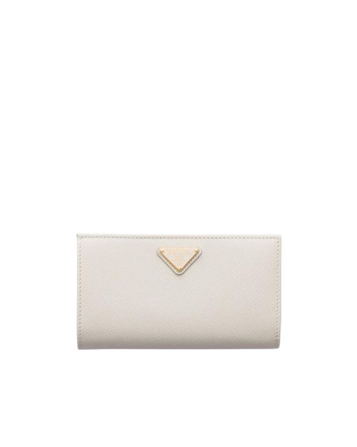 Prada White Large Saffiano Leather Wallet
