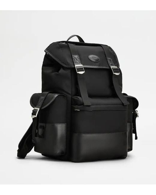 Tod's Black Logo Patch Buckle-Strap Backpack for men