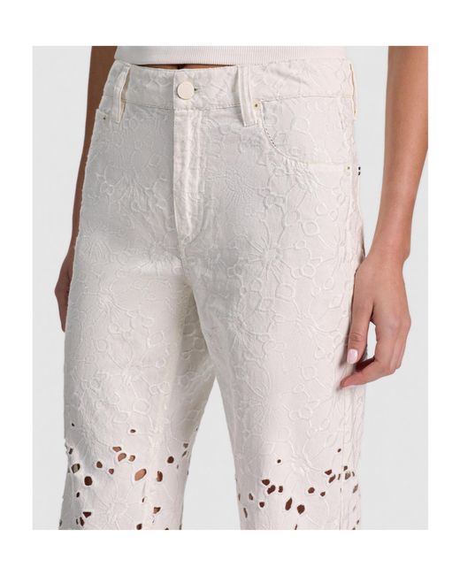 Alice + Olivia Gray Chic Laser-Cut Straight-Leg Jeans