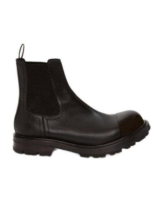 McQueen Black Toe-Cap Ankle Boots for men