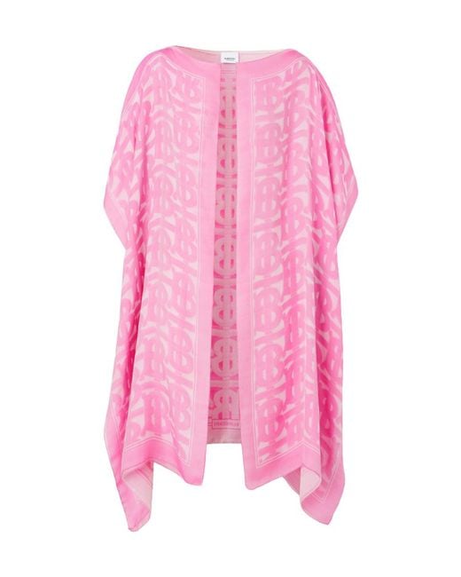 Burberry Pink Tb Monogram Silk Cape