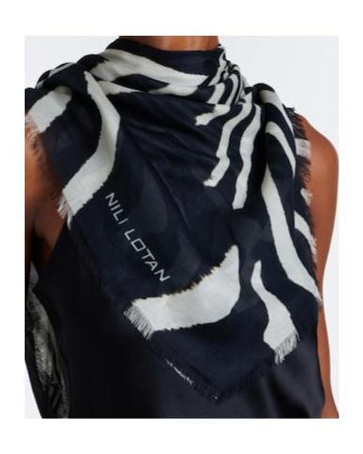 Nili Lotan White Zebra-Print Scarf