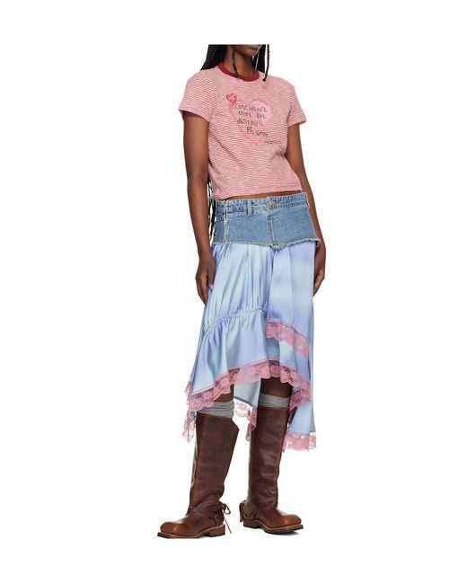 ANDERSSON BELL Pink Heart-Shaped Striped T-Shirt