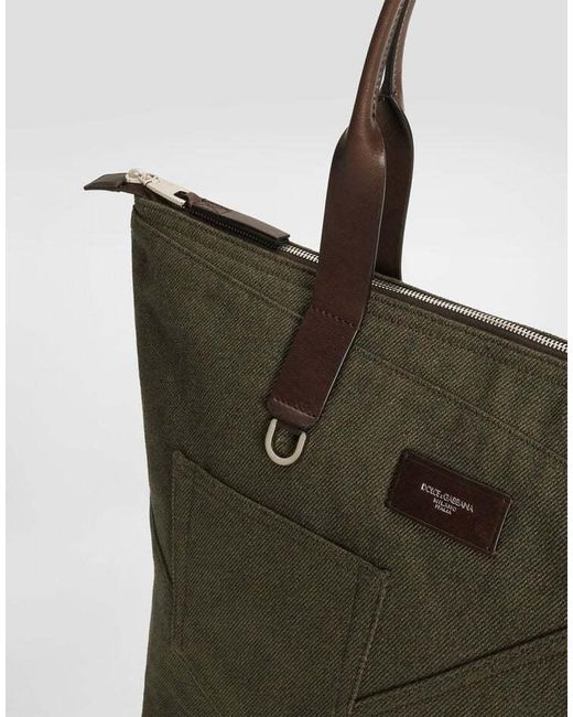 Dolce & Gabbana Green Adamo Patchwork Tote Bag for men