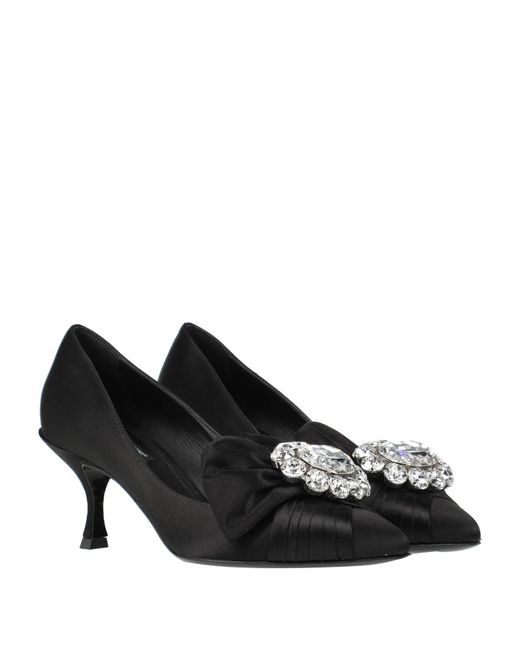 Dolce & Gabbana Black Fashionable Shoes Decorated With Rhinestones