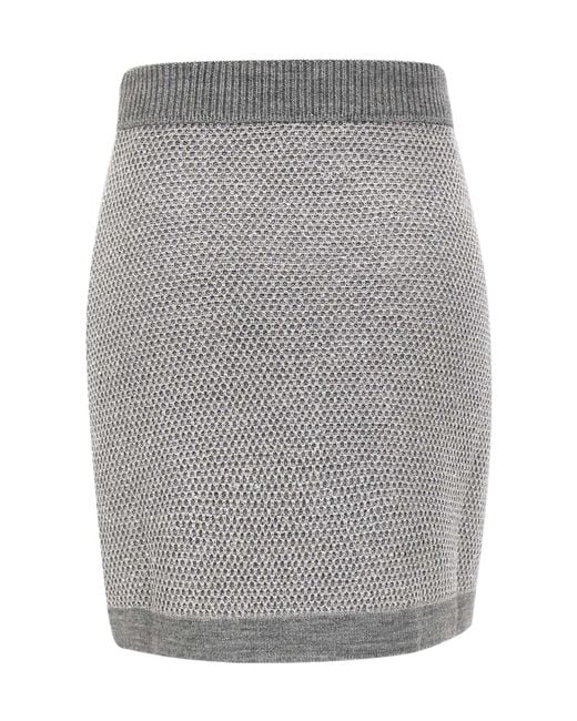 Elisabetta Franchi Gray Sequinned Knit Skirt