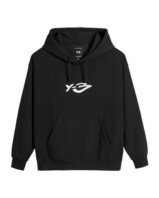 Y-3 Black French Terry Liquid Logo Hoodie for men