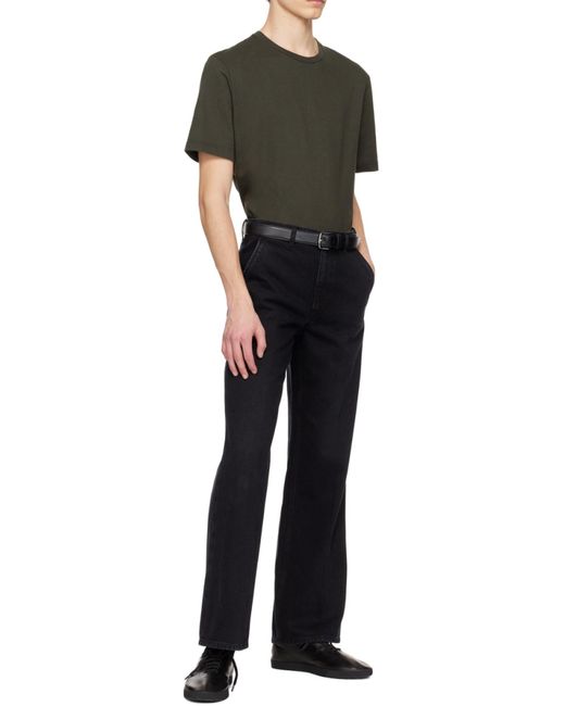 The Row Black Crewneck Straight Hem T-Shirt for men
