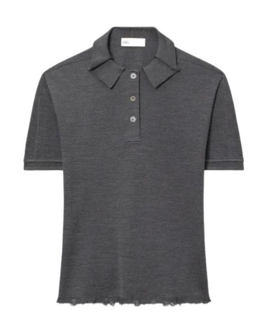 Tory Burch Gray Oversized Silk Polo