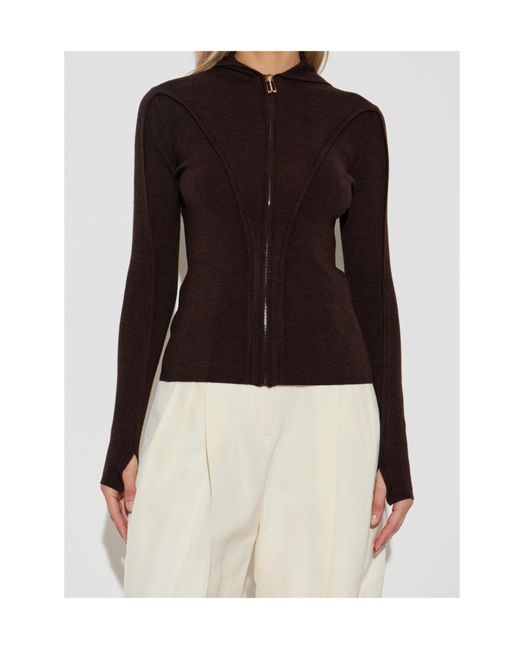 Victoria Beckham Black Zip-Up Knitted Hoodie