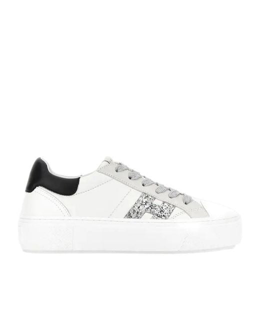 Hogan White Crosswind Lace-Up Sneakers