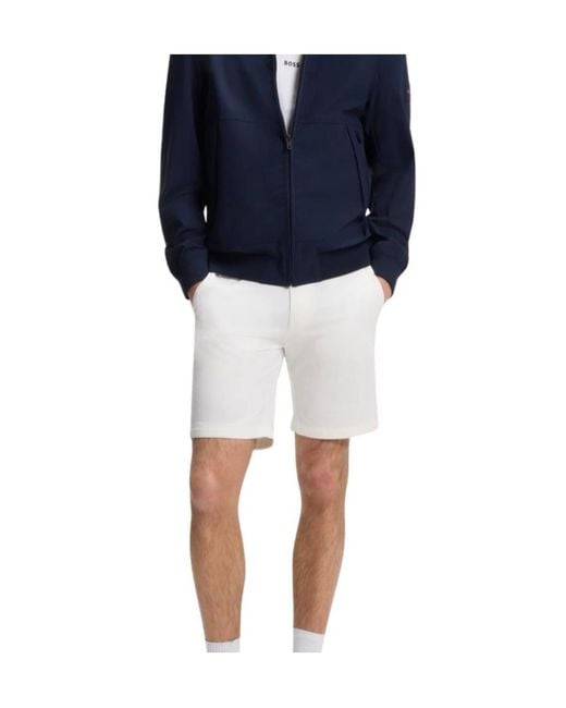 Boss White Slim-Fit Chino Shorts for men