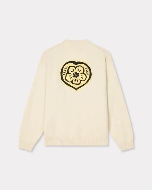 KENZO Natural V-Neck Knitted Cardigan for men
