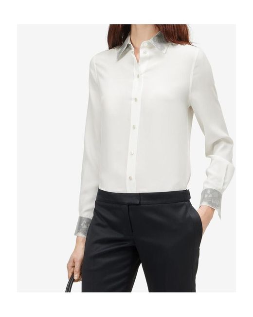 McQueen White Floral Lace Detail Shirt
