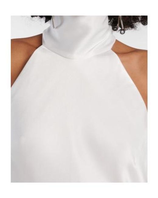 Galvan White Bridal Sienna Satin Midi Dress