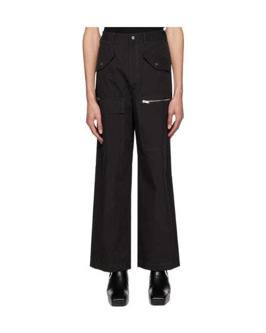 Dion Lee Black Multi-Pocket Straight-Leg Trousers